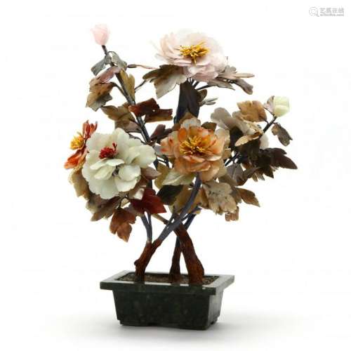 A Chinese Hardstone Tree with Flowers