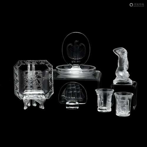 Six Pieces of Lalique Crystal