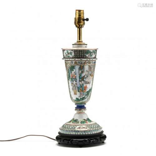 A Chinese Kangxi Style Famille Verte Lamp