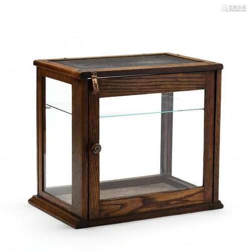 Small Oak Counter Top Display Cabinet