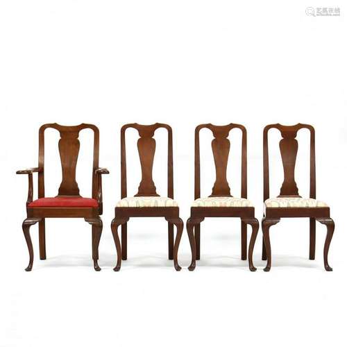 Set of Four Queen Anne Style Bench Made Dining Chairs