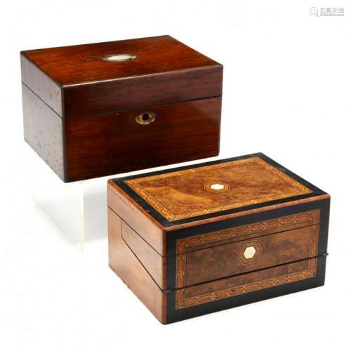 Two Fine Antique English Traveling Boxes