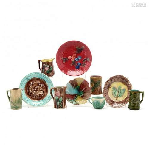 A Group of Antique Majolica, Ten Pieces