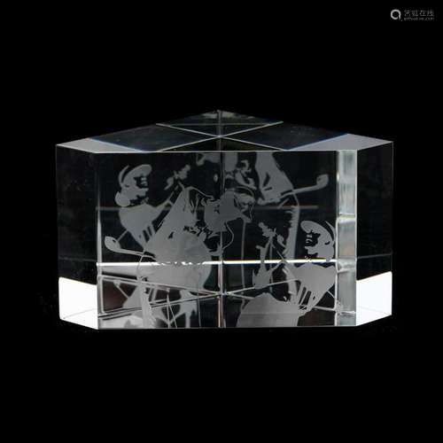 Steuben, Golfers Prism Paperweight