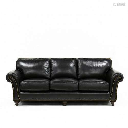 Taylor King, Custom Black Leather Sofa