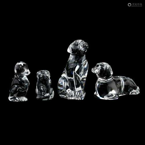 Steuben, Four Crystal Dog Sculpture