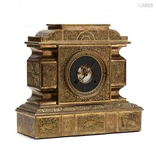 New Haven Clock Co., Aesthetic Period Cast Brass Mantel