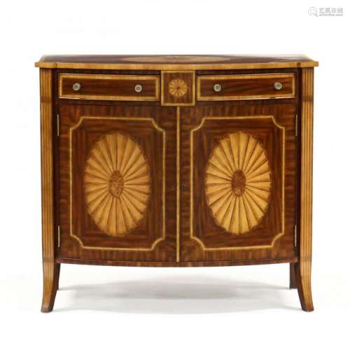 Maitland Smith, Regency Style Inlaid Demilune Cabinet