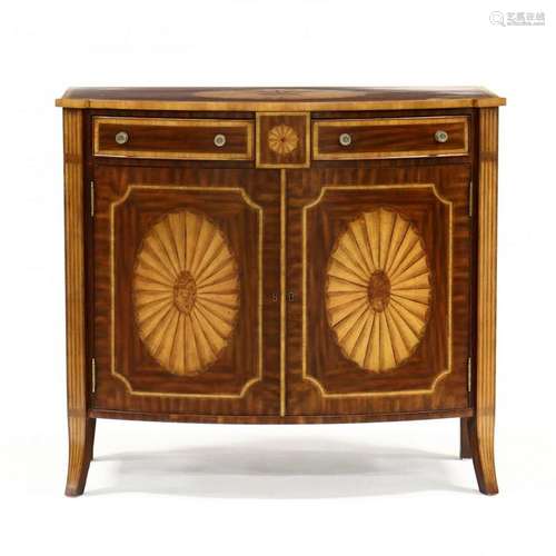 Maitland Smith, Regency Style Inlaid Demilune Cabinet