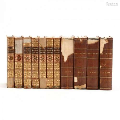 Two Sets of Antique Leatherbound Books