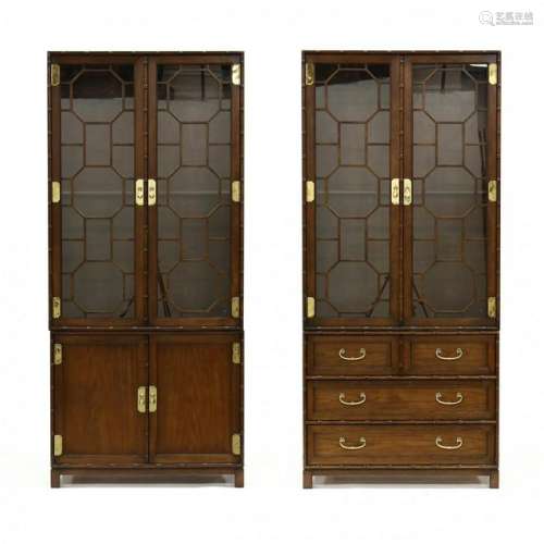 Kindel, Pair of Chinoiserie Lighted Display Cabinets