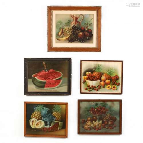 Five Antique Fruit Chromolithographs