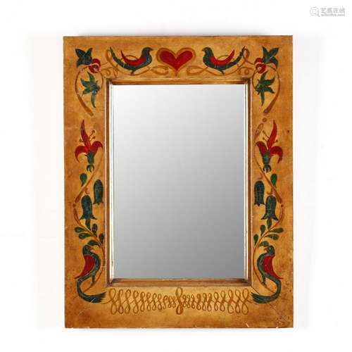 Folk Art Style Paint Decorated Mirror