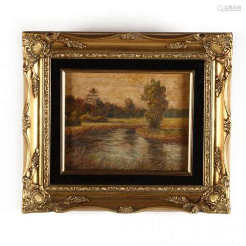 A Vintage Painting of a Marsh Landscape