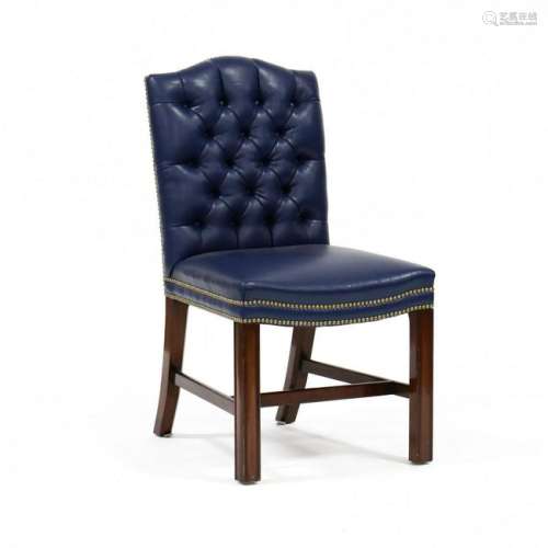 Kittinger, Chippendale Style Leather Upholstered Chair