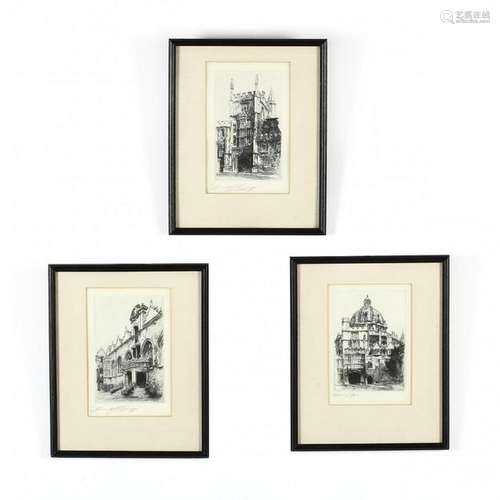 Edward J. Cherry (1886-1960), Three Etchings of Oxford