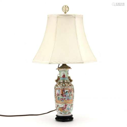 A Chinese Porcelain Famille Rose Vase Lamp