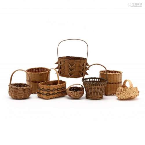 A Group of Nine Miniature Baskets