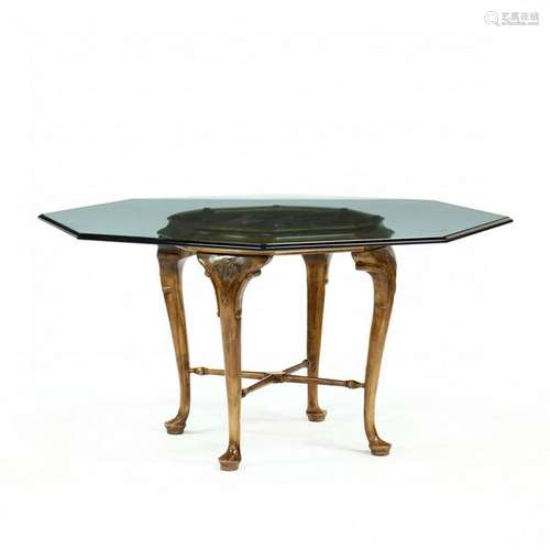 Queen Anne Style Glass Top Cherry Dining Table